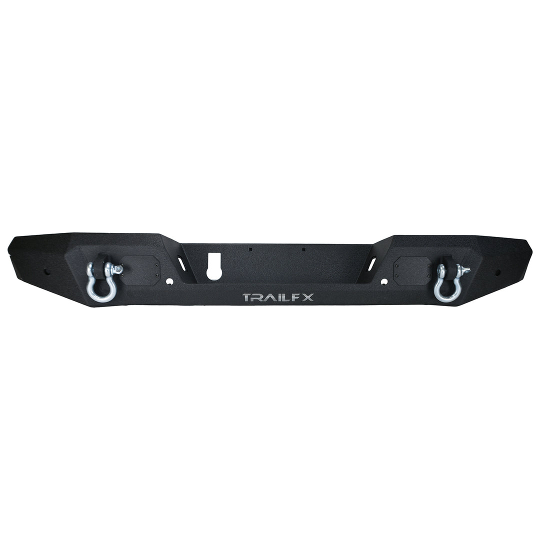 TrailFX JL013T Rear Bumper for Jeep Gladiator – Textured Black Steel with D-ring Mounts and Light Cutouts