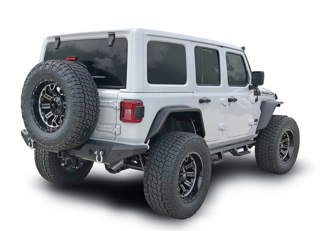TrailFX JL06T Steel Bumper for Jeep Wrangler – 1-Piece, Textured Black Finish, 2-Inch Receiver Hitch Compatible