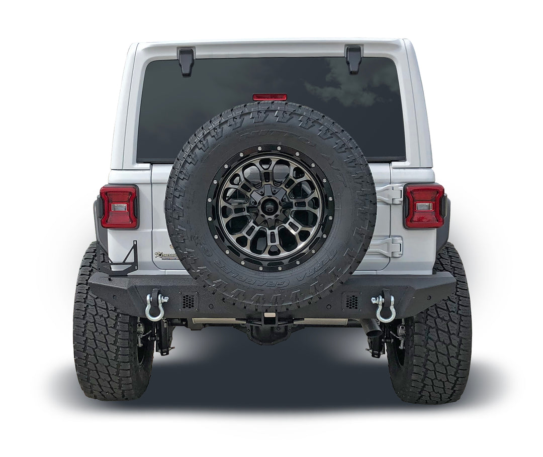TrailFX JL06T Steel Bumper for Jeep Wrangler – 1-Piece, Textured Black Finish, 2-Inch Receiver Hitch Compatible