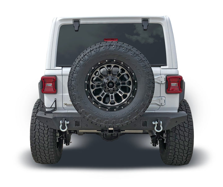 TrailFX JL06T Steel Bumper for Jeep Wrangler – 1-Piece, Textured Black Finish, 2-Inch Receiver Hitch Compatible