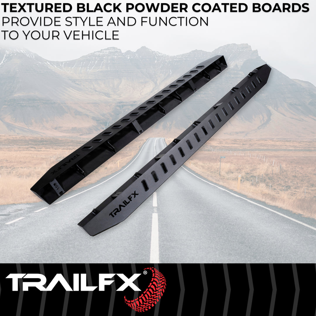 TrailFX ORB004 Black Matte Steel Running Boards for Jeep Wrangler (2018-2025)