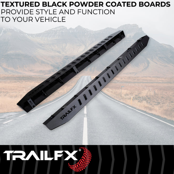 TrailFX ORB004 Black Matte Steel Running Boards for Jeep Wrangler (2018-2025)