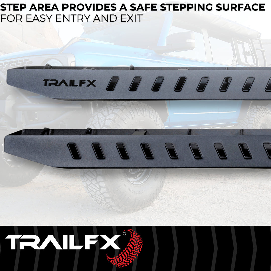 TrailFX ORB006 Steel Overland Running Boards for Jeep Wrangler 2007-2018