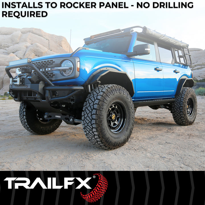 TrailFX ORB011 Black Matte Powder Coated Steel Running Boards for Toyota Tacoma 2024-2025