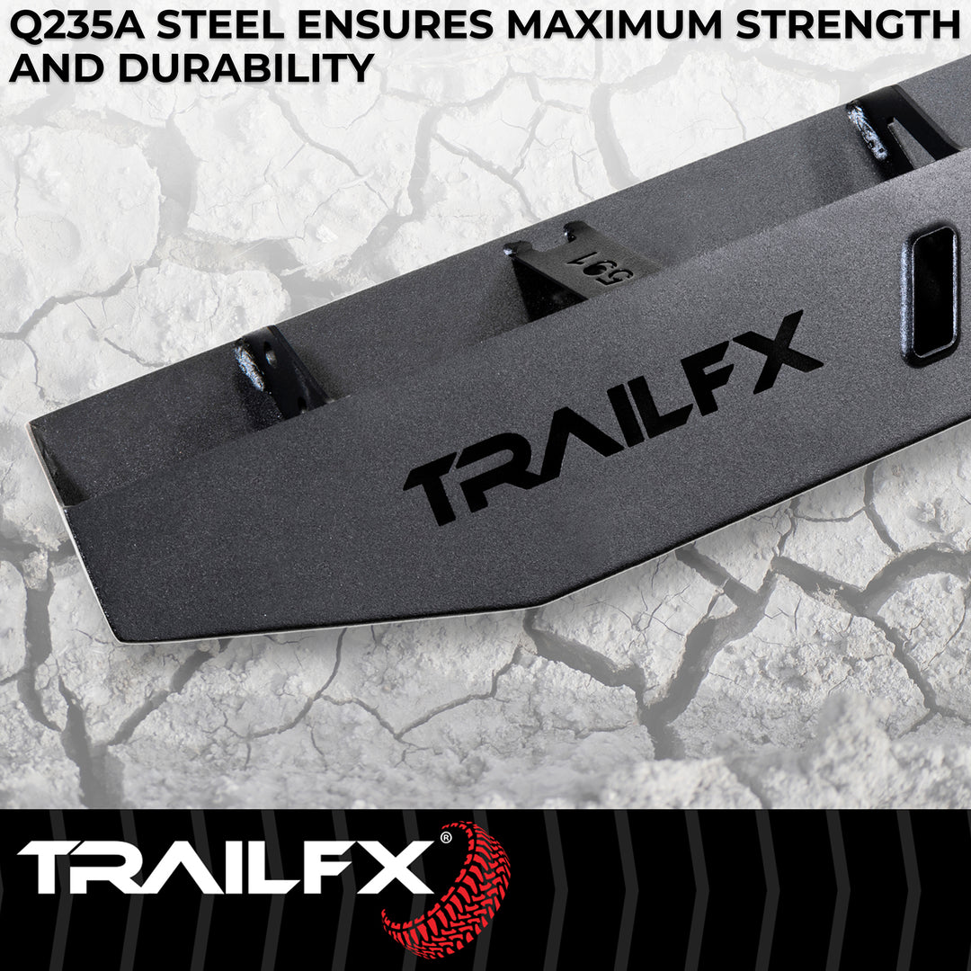 TrailFX ORB012 Black Matte Powder Coated Steel Running Board for Chevy Silverado and GMC Sierra 1500, 2500 HD, 3500 HD (2019-2020 Models)