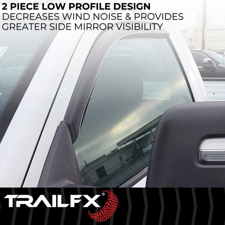 TrailFX DXTX2446IC Rainguard Smoke In-Channel Window Vents for Chevrolet Silverado and GMC Sierra