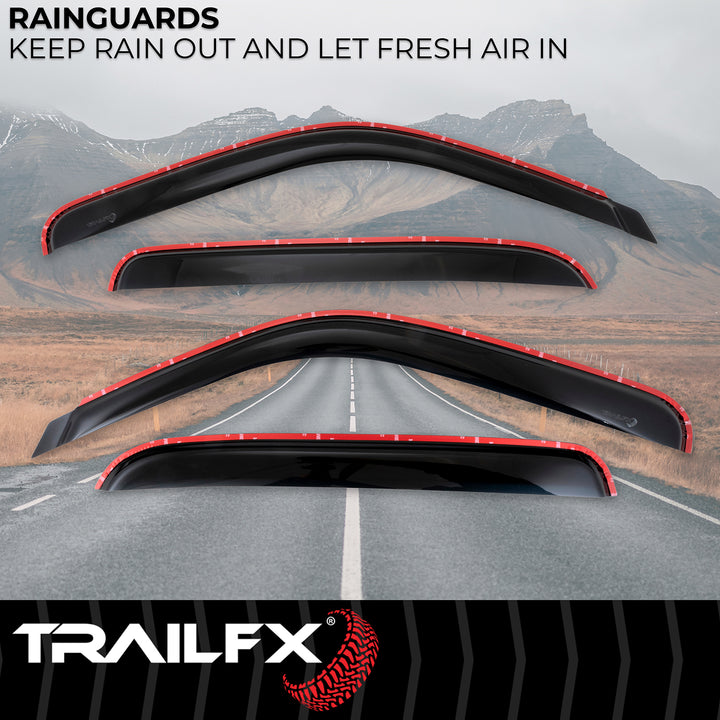 TrailFX Rainguard Smoke Low Profile Window Vents for Specific Vehicles – Set of 4