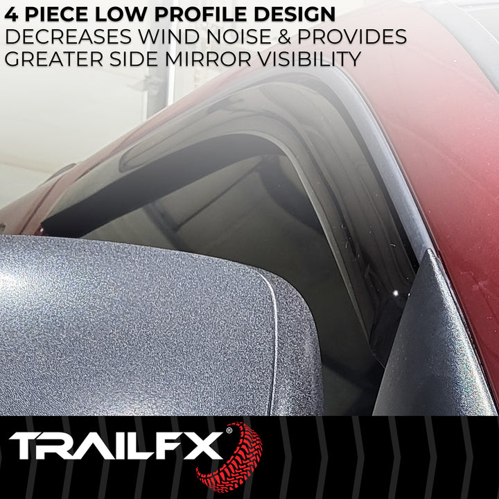 TrailFX Rainguard Smoke Low Profile Window Vents for Specific Vehicles – Set of 4