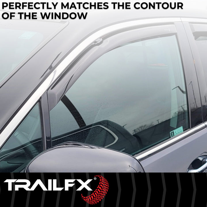 TrailFX Rainguard Smoke Low Profile Window Vents for Specific Vehicles – Set of 4