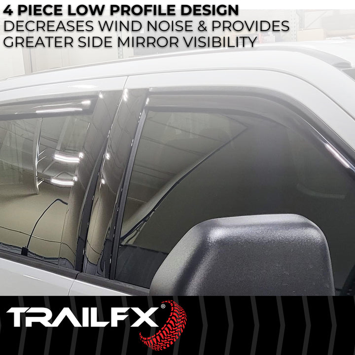 TrailFX Rainguard Smoke Acrylic Low Profile Window Vents for Ford F-Series Super Duty (Set of 4)
