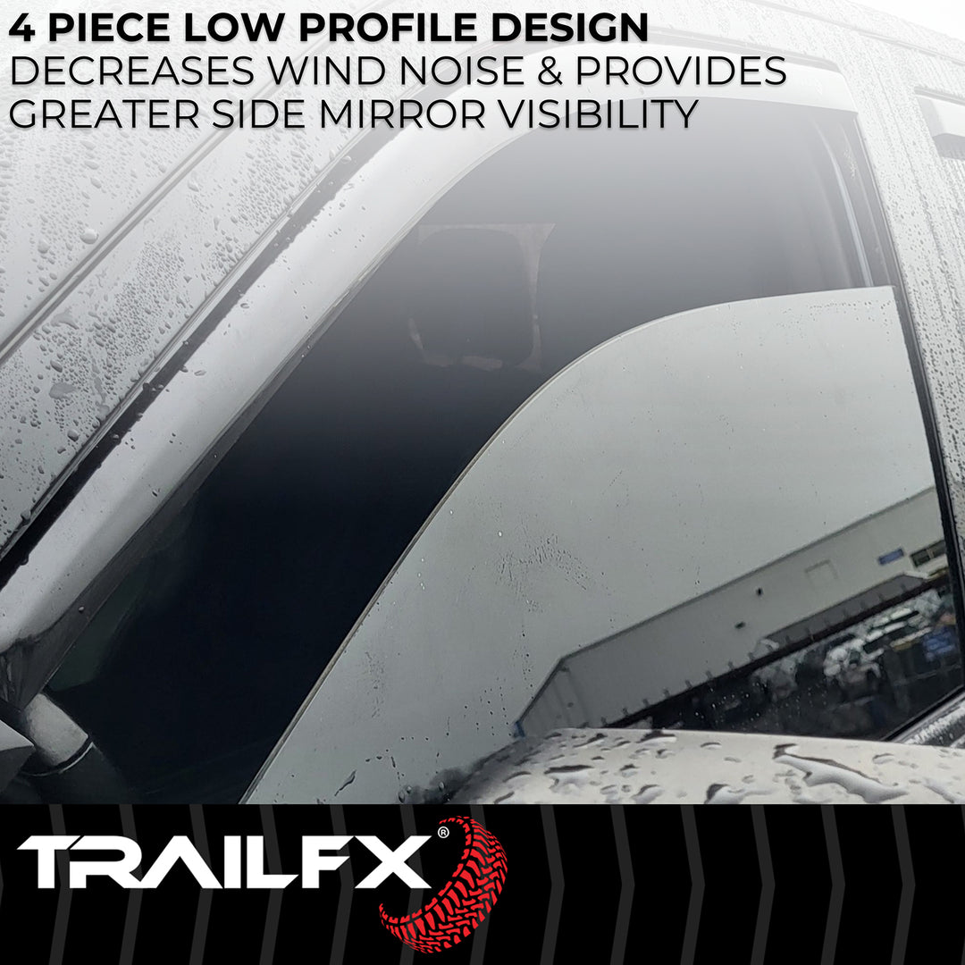 TrailFX DXTX 4805IC Rainguard Smoke Low Profile Window Vents for Silverado and Sierra