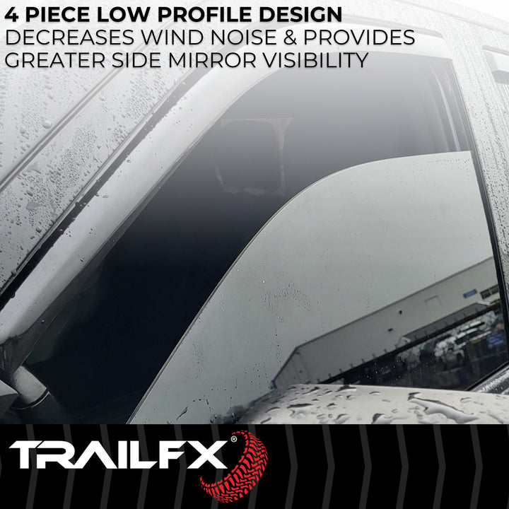 TrailFX DXTX 4805IC Rainguard Smoke Low Profile Window Vents for Silverado and Sierra