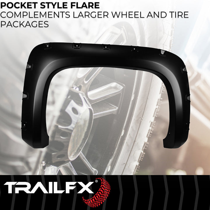 TrailFX TFC3001S Pocket Style Fender Flares for Chevrolet Silverado 1500, 2500 HD, 3500 HD (2012-2014)
