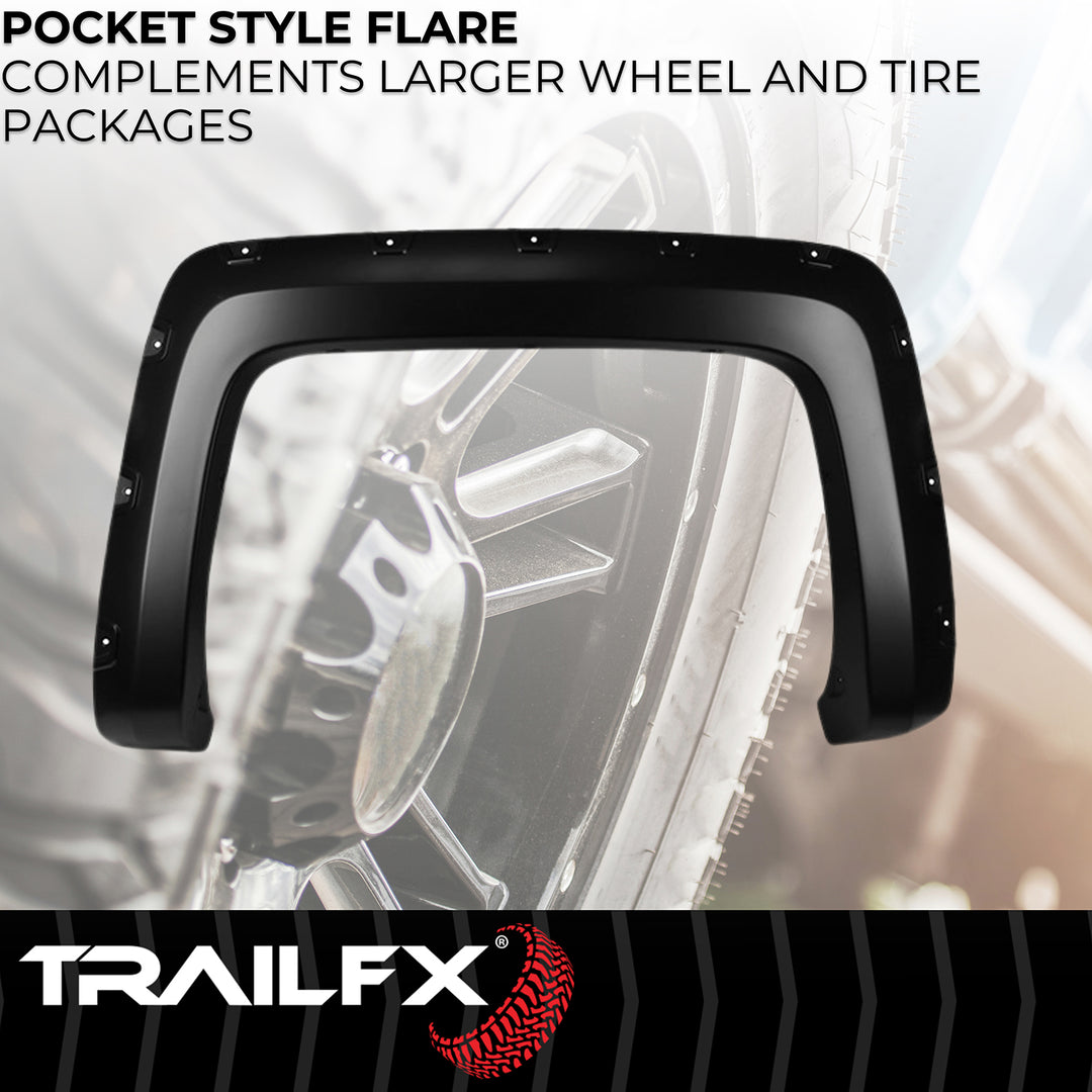 TrailFX TFC3002S Pocket Style Fender Flares for Chevy Silverado 1500, 2500 HD, 3500 HD