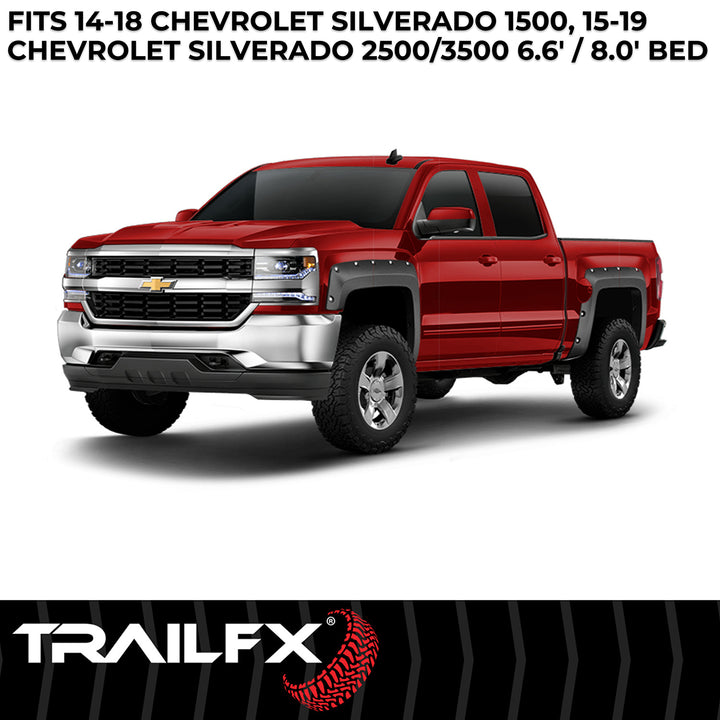 TrailFX TFC3002S Pocket Style Fender Flares for Chevy Silverado 1500, 2500 HD, 3500 HD