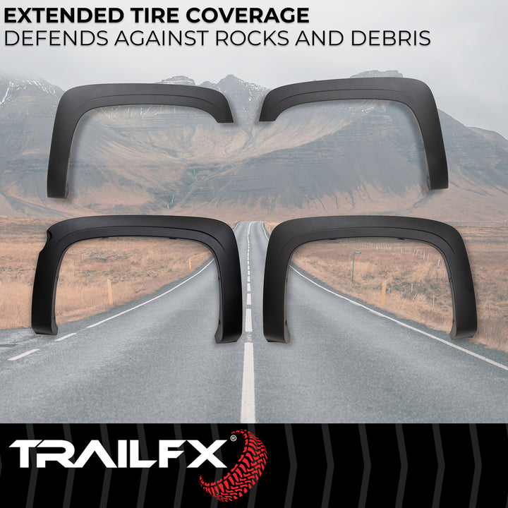 TrailFX OE Style Fender Flares for Chevrolet Silverado 1500 (2012-2013) – Impact-Resistant Polypropylene with Customizable Rivets