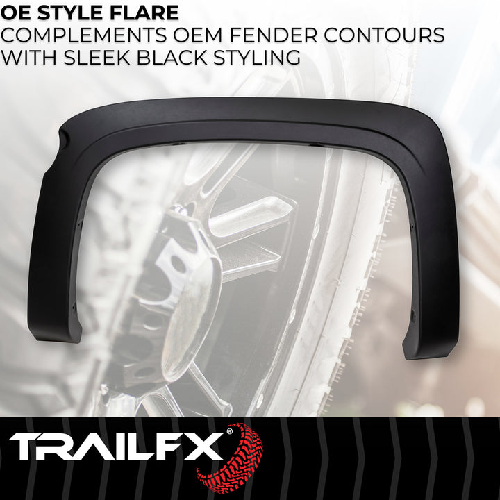 TrailFX OE Style Fender Flares for Chevrolet Silverado 1500 (2012-2013) – Impact-Resistant Polypropylene with Customizable Rivets