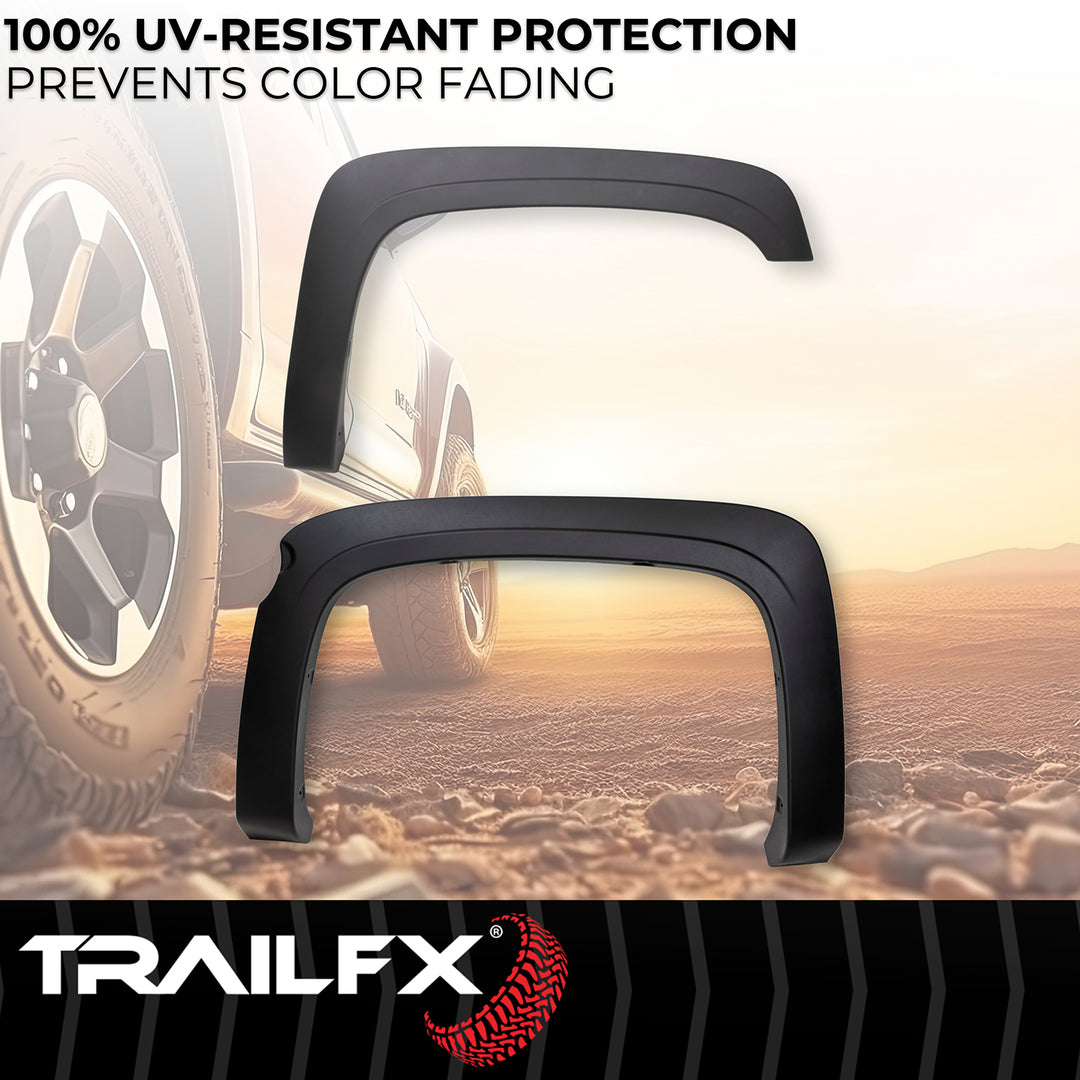 TrailFX OE Style Fender Flares for Chevrolet Silverado 1500 (2012-2013) – Impact-Resistant Polypropylene with Customizable Rivets