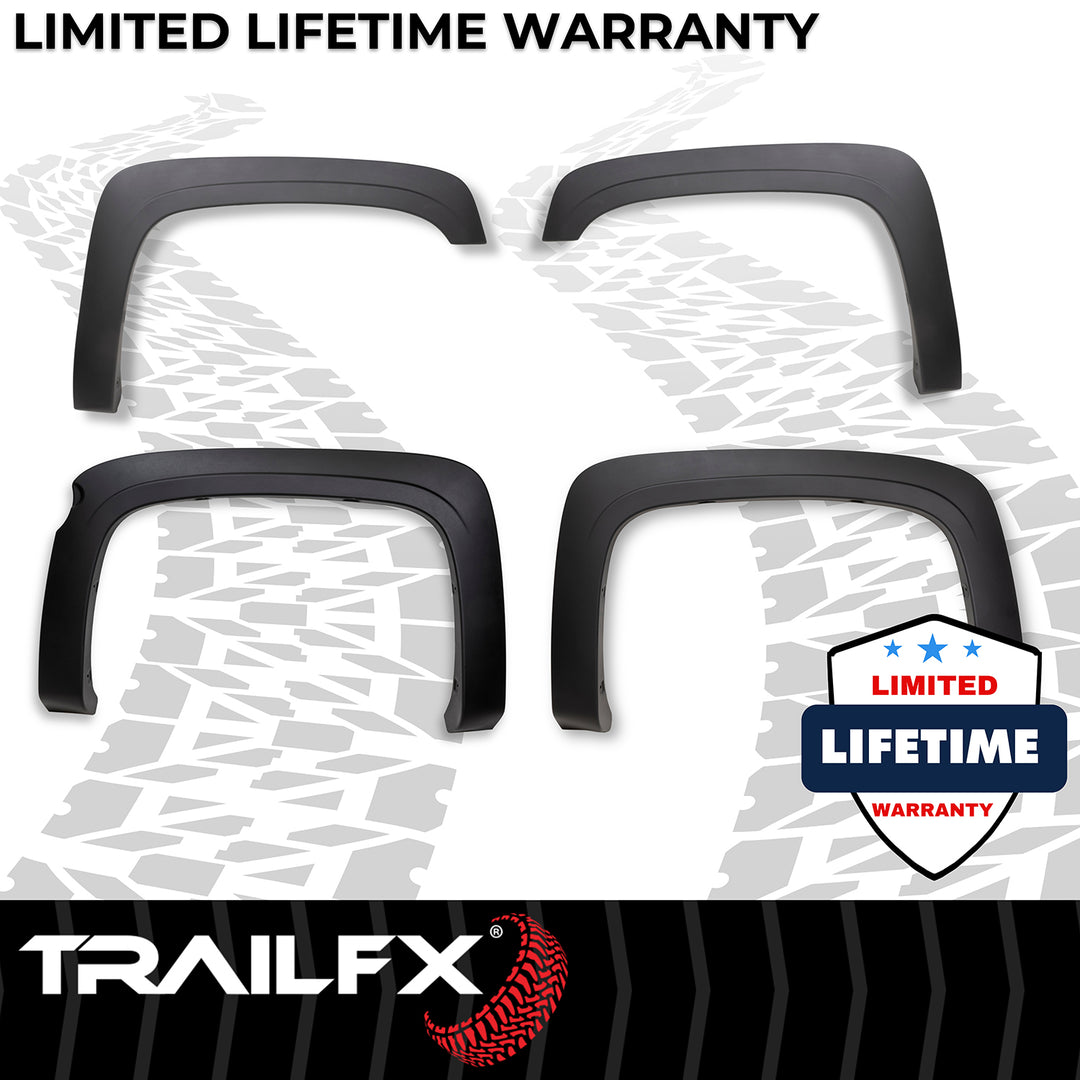 TrailFX OE Style Fender Flares for Chevrolet Silverado 1500 (2012-2013) – Impact-Resistant Polypropylene with Customizable Rivets