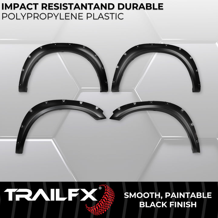 TrailFX TFD3002S Pocket Style Fender Flares for Ram 1500 (2012-2021) - Black, Impact-Resistant Polypropylene