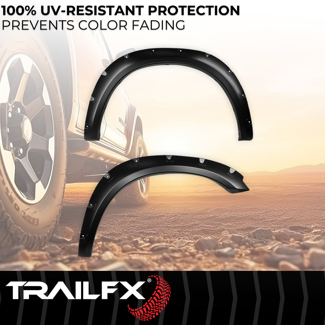 TrailFX TFD3002S Pocket Style Fender Flares for Ram 1500 (2012-2021) - Black, Impact-Resistant Polypropylene