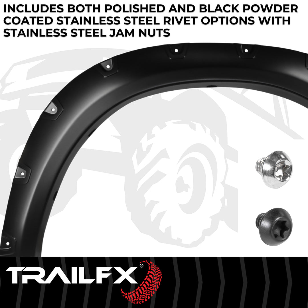 TrailFX TFD3002S Pocket Style Fender Flares for Ram 1500 (2012-2021) - Black, Impact-Resistant Polypropylene