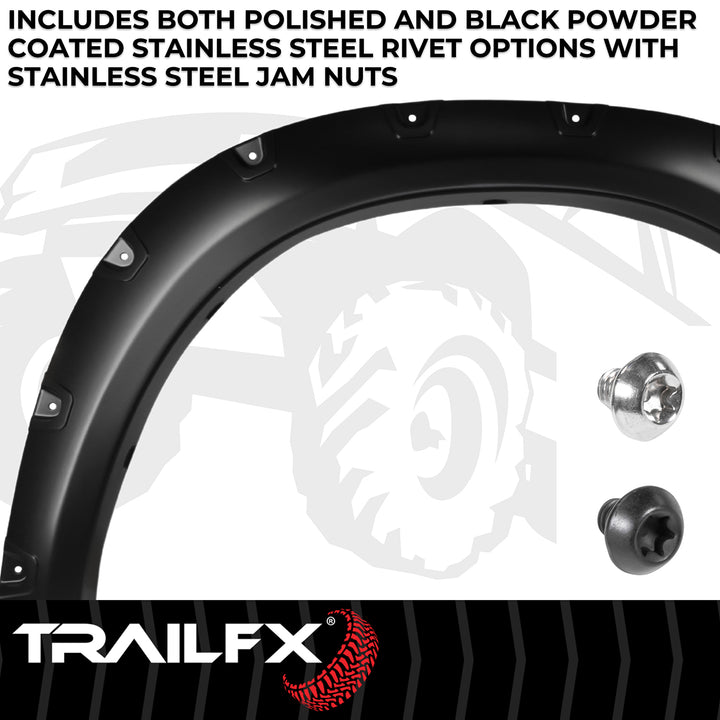 TrailFX TFD3002S Pocket Style Fender Flares for Ram 1500 (2012-2021) - Black, Impact-Resistant Polypropylene