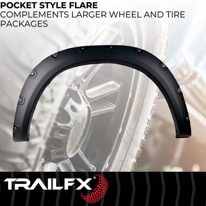TrailFX TFD3002T Pocket Style Fender Flares for Ram 1500 (2012-2021) – Black Textured Polypropylene Set of 4