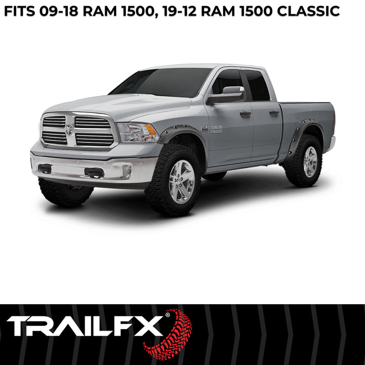 TrailFX TFD3002T Pocket Style Fender Flares for Ram 1500 (2012-2021) – Black Textured Polypropylene Set of 4