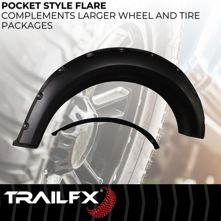 TrailFX TFF3002S Pocket Style Fender Flares for Ford F-150 – Impact-Resistant Polypropylene with Paintable Finish