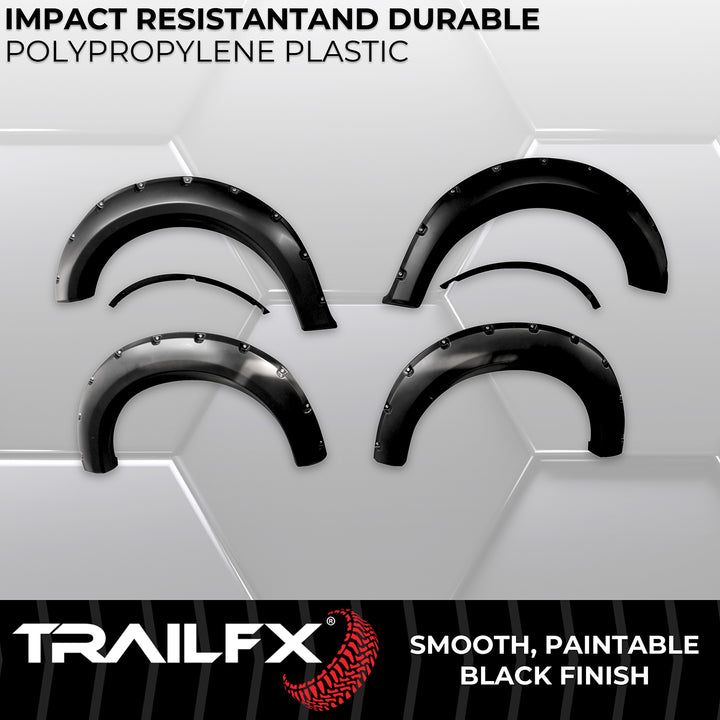 TrailFX TFF3002S Pocket Style Fender Flares for Ford F-150 – Impact-Resistant Polypropylene with Paintable Finish