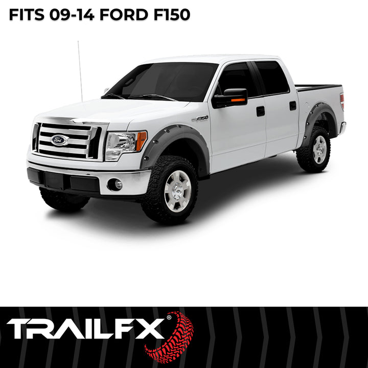 TrailFX TFF3002S Pocket Style Fender Flares for Ford F-150 – Impact-Resistant Polypropylene with Paintable Finish