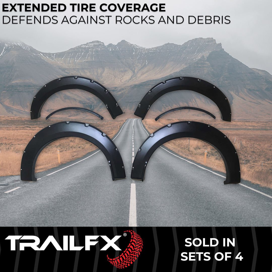 TrailFX TFF3003S Pocket Style Fender Flares for 2015-2017 Ford F-150 - Black, 6-Inch Front & 7-Inch Rear Height