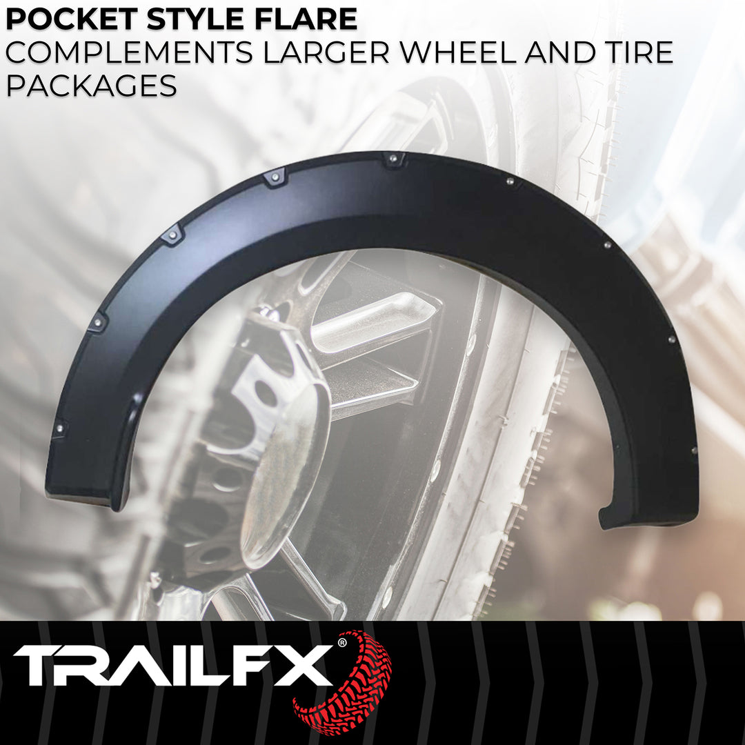 TrailFX TFF3003S Pocket Style Fender Flares for 2015-2017 Ford F-150 - Black, 6-Inch Front & 7-Inch Rear Height