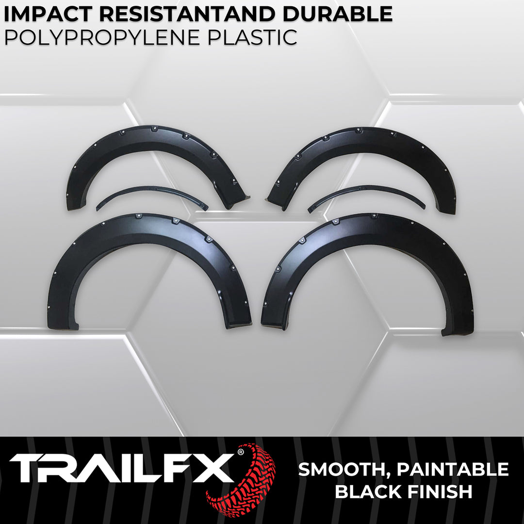 TrailFX TFF3003S Pocket Style Fender Flares for 2015-2017 Ford F-150 - Black, 6-Inch Front & 7-Inch Rear Height
