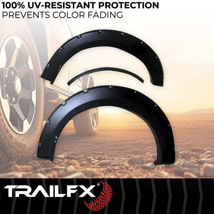 TrailFX TFF3003S Pocket Style Fender Flares for 2015-2017 Ford F-150 - Black, 6-Inch Front & 7-Inch Rear Height