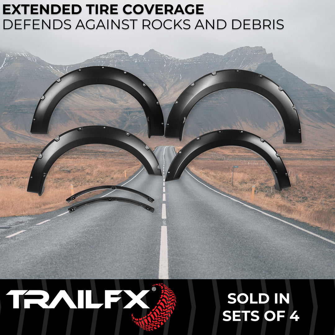TrailFX TFF3006S Pocket Style Fender Flares for Ford F-150 (2018-2020) – Impact-Resistant Polypropylene with Customizable Finish