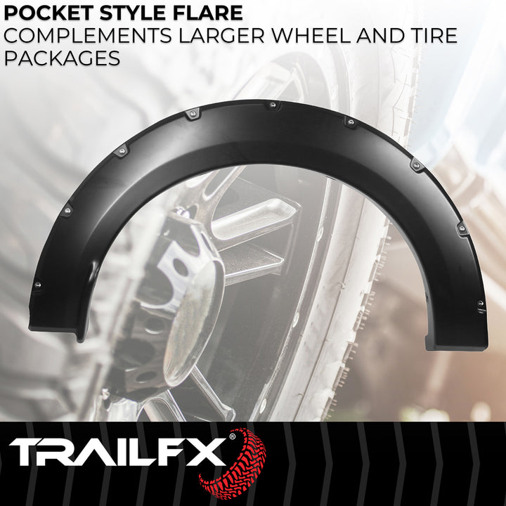 TrailFX TFF3006S Pocket Style Fender Flares for Ford F-150 (2018-2020) – Impact-Resistant Polypropylene with Customizable Finish