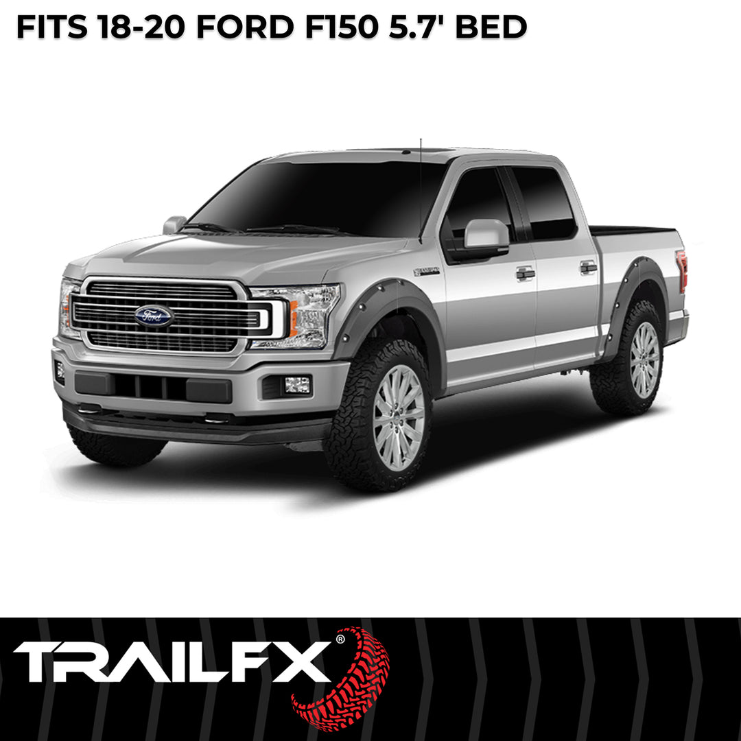 TrailFX TFF3006S Pocket Style Fender Flares for Ford F-150 (2018-2020) – Impact-Resistant Polypropylene with Customizable Finish