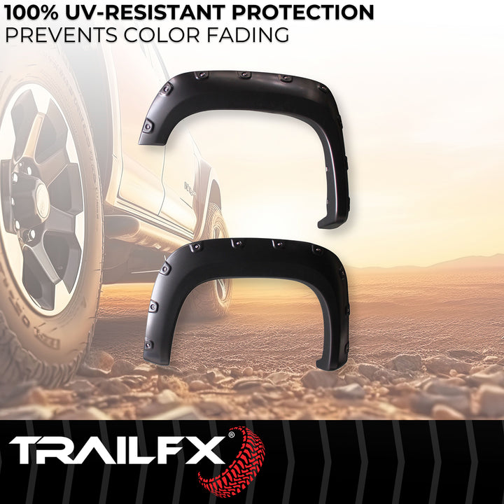 TrailFX TFG3001S Pocket Style Fender Flares for GMC Sierra 1500 (2012-2013) - Black, 8 Inch Height
