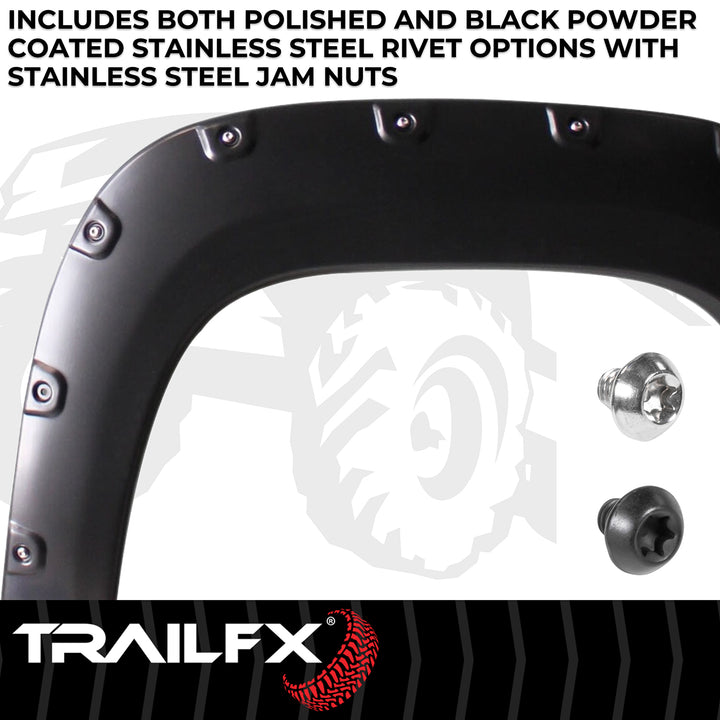 TrailFX TFG3001S Pocket Style Fender Flares for GMC Sierra 1500 (2012-2013) - Black, 8 Inch Height