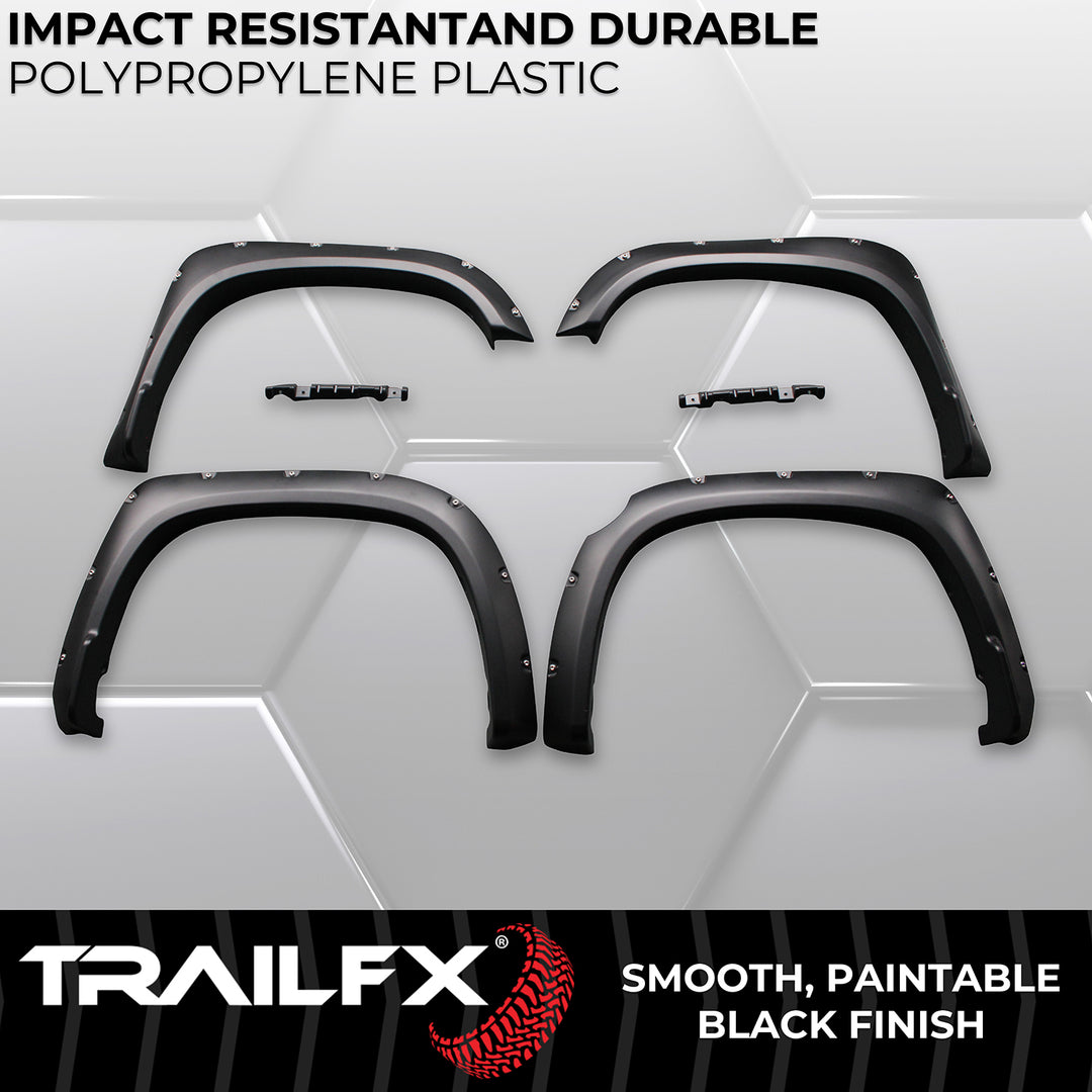 TrailFX Pocket Style Fender Flares for Toyota Tundra 2014-2021, Black Polypropylene Set of 4
