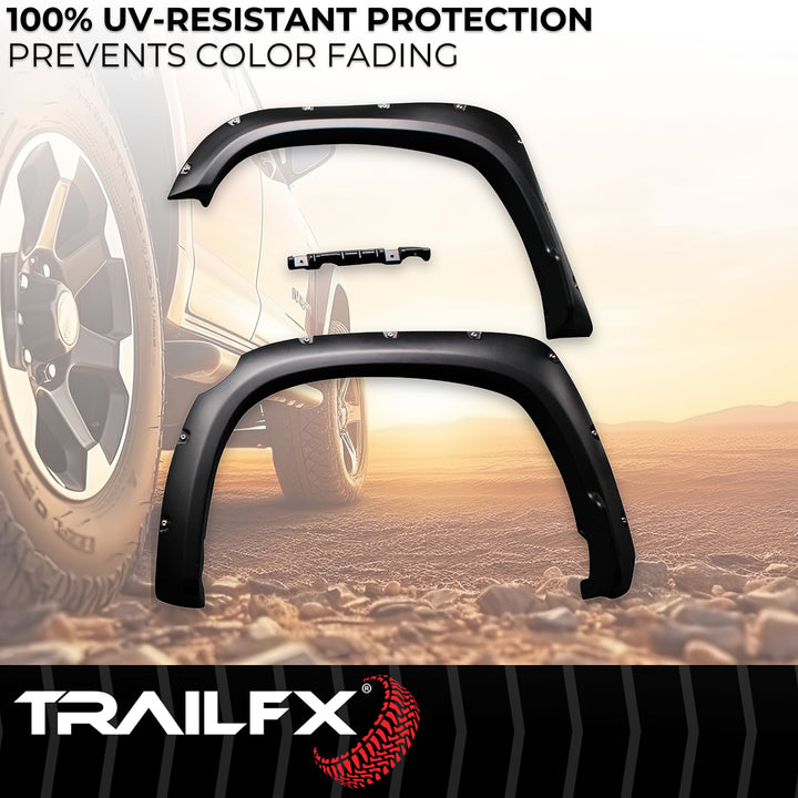 TrailFX Pocket Style Fender Flares for Toyota Tundra 2014-2021, Black Polypropylene Set of 4