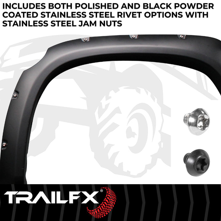 TrailFX Pocket Style Fender Flares for Toyota Tundra 2014-2021, Black Polypropylene Set of 4