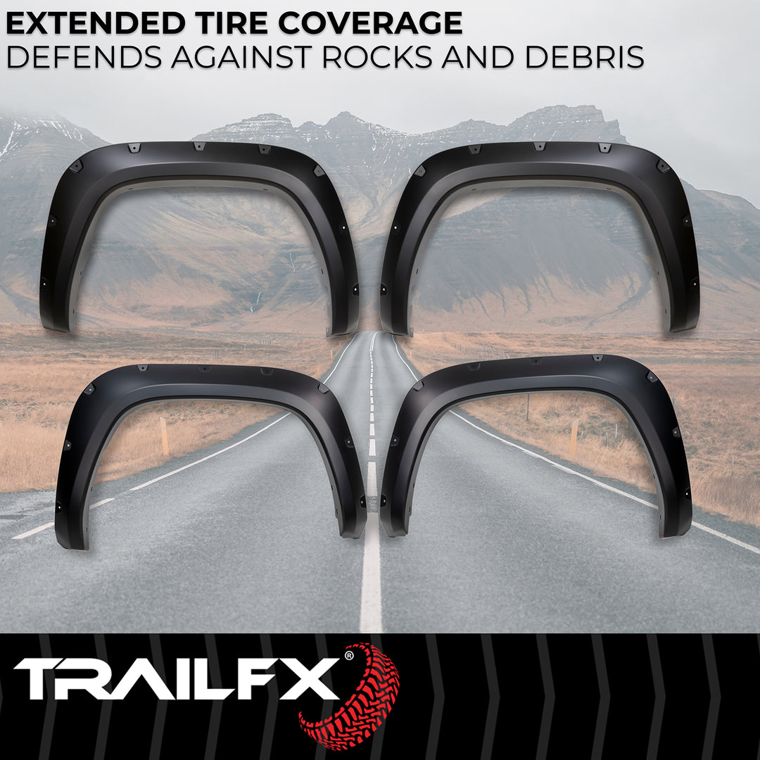 TrailFX Pocket Style Fender Flares for Toyota Tundra 2022-2025 | Impact-Resistant Polypropylene, Paintable Black Finish