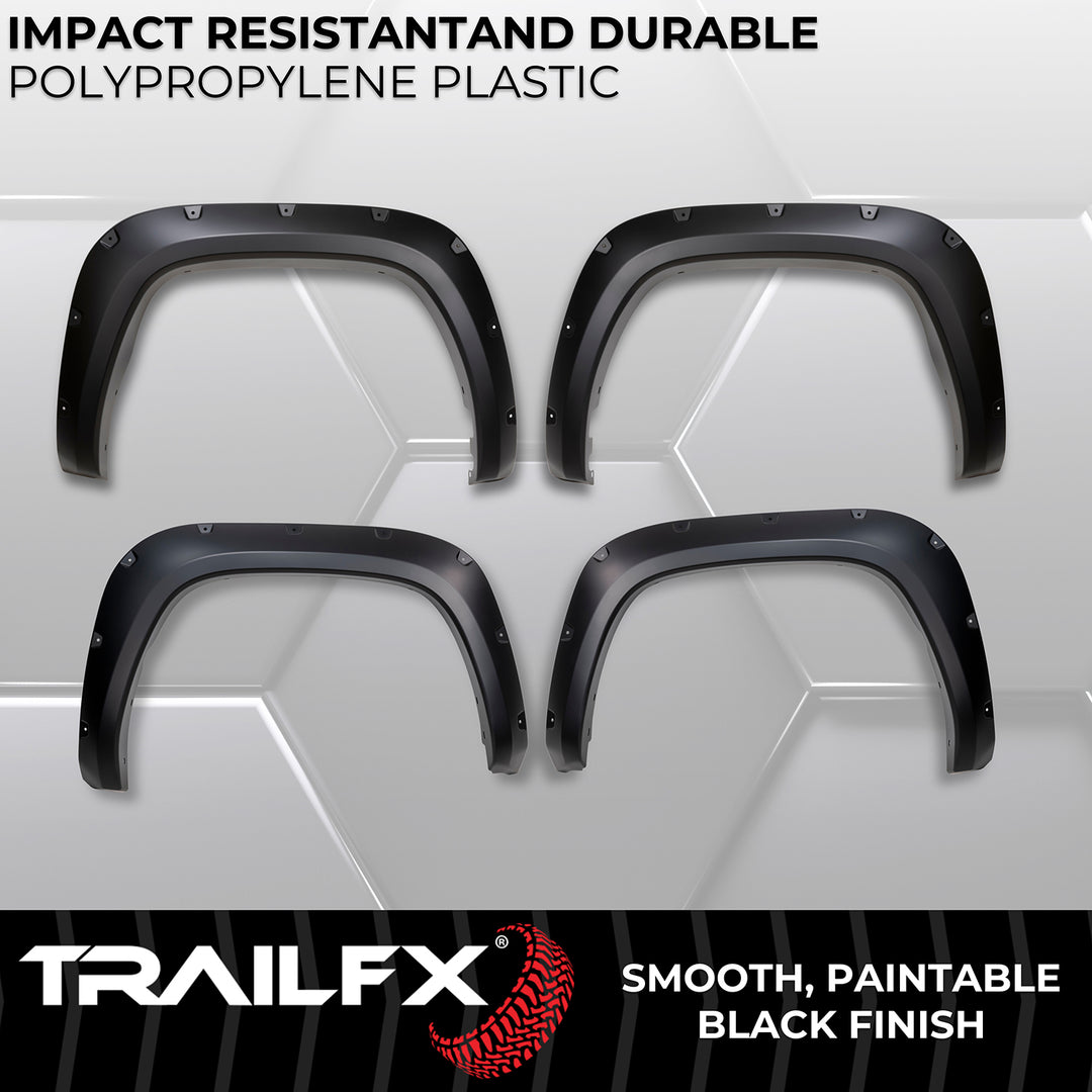 TrailFX Pocket Style Fender Flares for Toyota Tundra 2022-2025 | Impact-Resistant Polypropylene, Paintable Black Finish