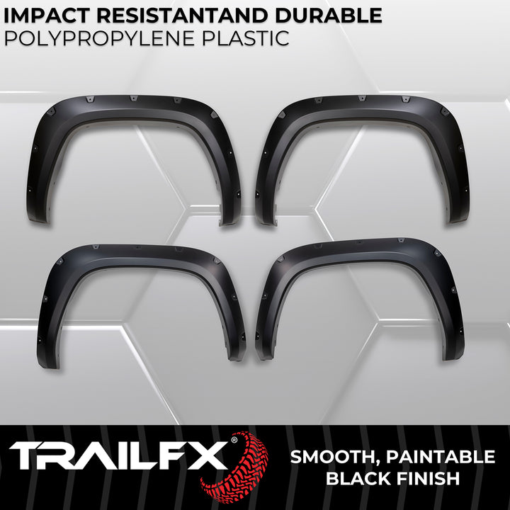 TrailFX Pocket Style Fender Flares for Toyota Tundra 2022-2025 | Impact-Resistant Polypropylene, Paintable Black Finish