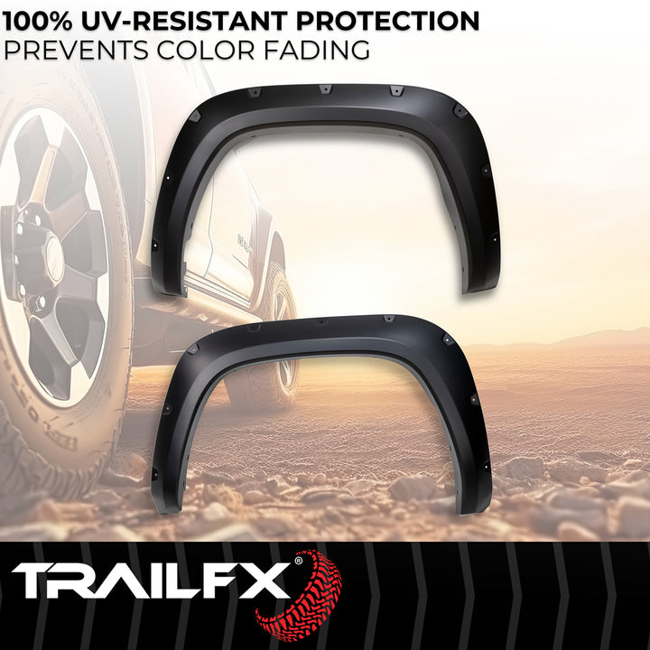 TrailFX Pocket Style Fender Flares for Toyota Tundra 2022-2025 | Impact-Resistant Polypropylene, Paintable Black Finish