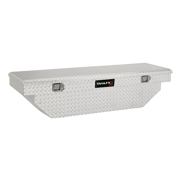 TrailFX Aluminum Angled Crossover Toolbox with Tray – 63 Inch Bed Box for Pickup Trucks