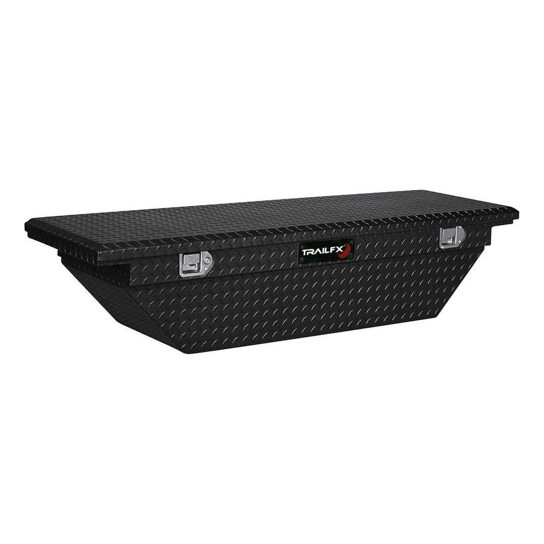 TrailFX Cross Over Contractor Aluminum Bed Box for Trucks – 63 Inch Angled Design with Tray and Lockable Lid